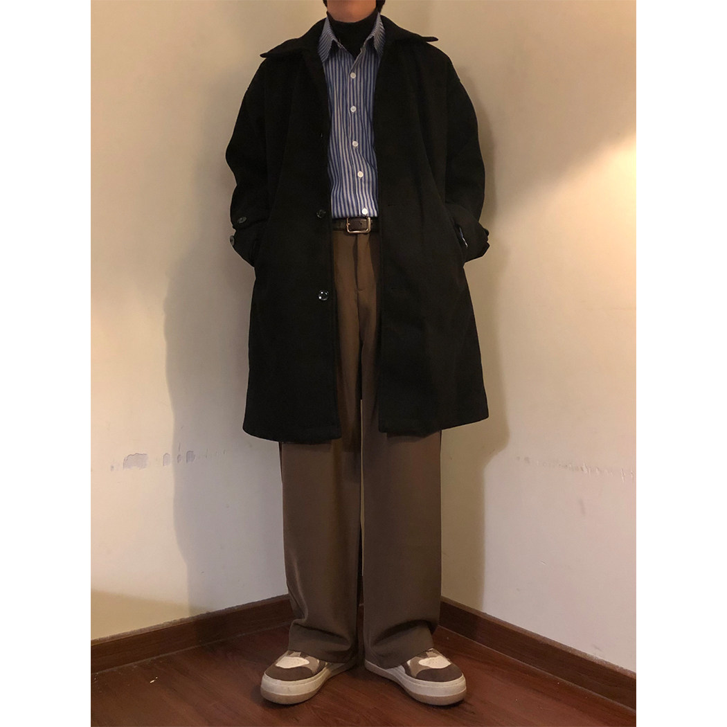 NAGAWL冬季美式复古高级感简约纯色中长款毛呢大衣风衣外套男女潮,淘宝优惠券,粉丝福利购,淘宝优惠卷