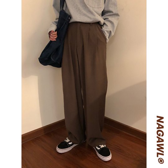 Нагавл в стиле ретро свободные узкие коричневые брюки для костюма