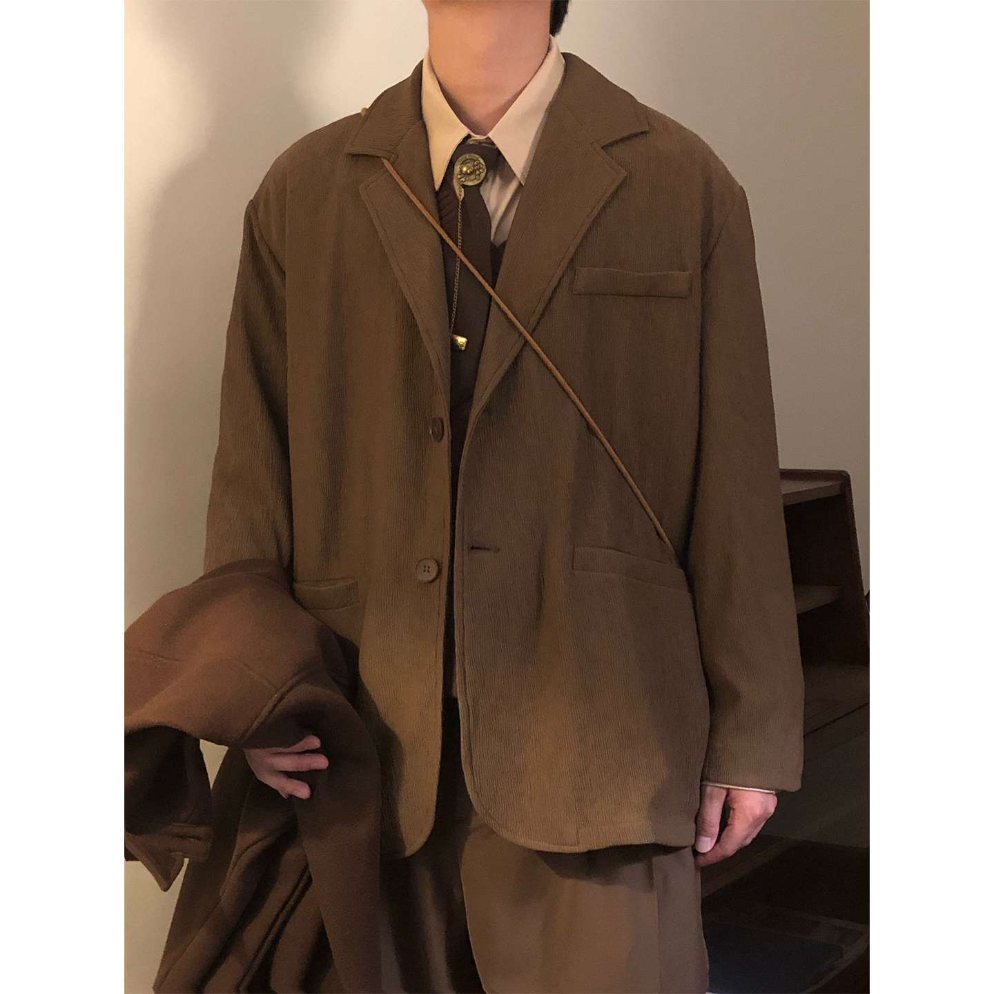 NAGAWL秋季美式复古潮牌高街痞帅宽松休闲百搭西装开衫西服外套男,淘宝优惠券,粉丝福利购,淘宝优惠卷