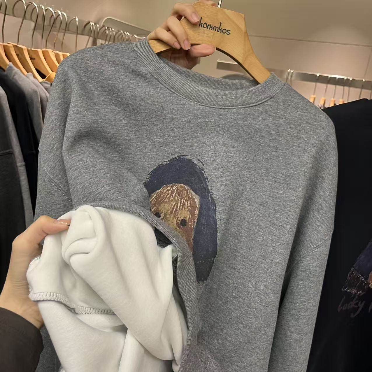 HANMIGAO 圆领卡通图案宽松套头加绒卫衣打底衫,淘宝优惠券,粉丝福利购,淘宝优惠卷