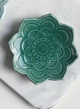 北欧ins风不规则曼陀罗花首饰托盘饰品盘装饰置物盘装饰家居摆件a