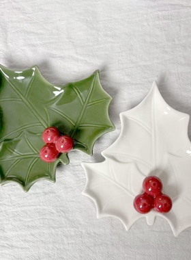 创意陶瓷枫叶造型首饰收纳盘