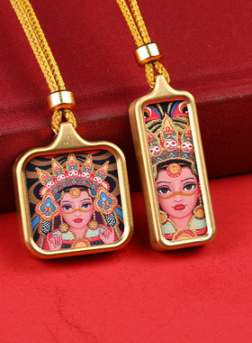 唐卡吊坠西藏手绘描金轧机拉姆前世今生黄财神观音小唐卡项链吊坠