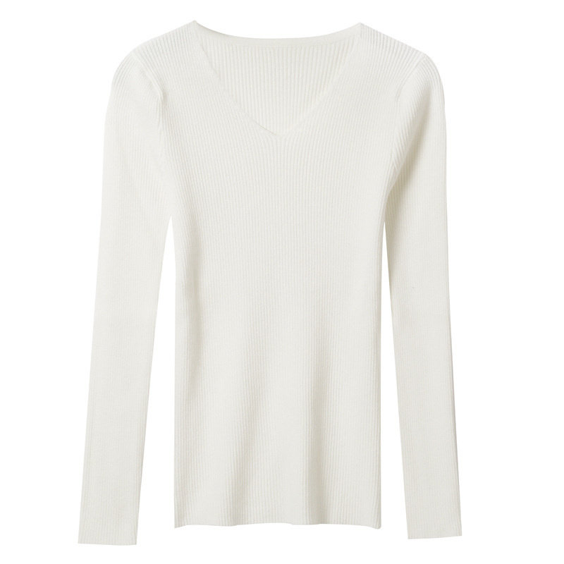 秋冬季V领针织长袖修身紧身保暖打底衫上衣潮套头显瘦毛衣女,淘宝优惠券,粉丝福利购,淘宝优惠卷