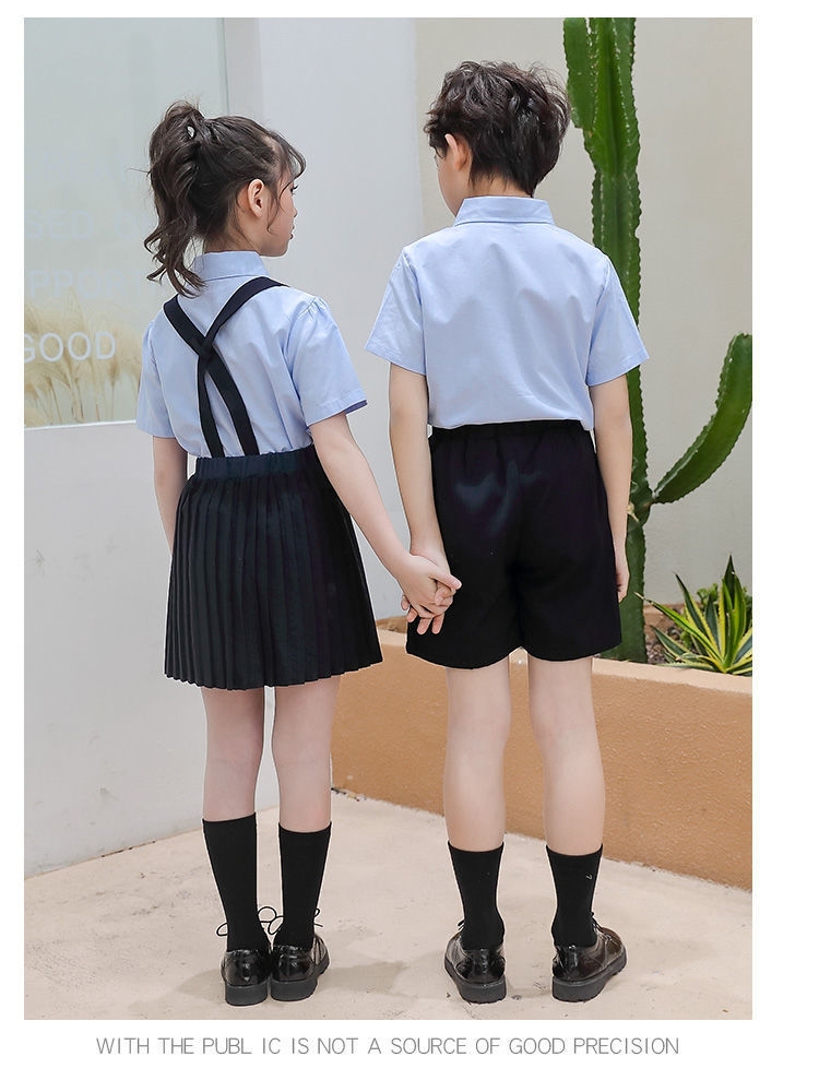 礼服表演服幼儿园园服夏季新款短袖衬英伦风背带裙演出合唱服套装 - 图0