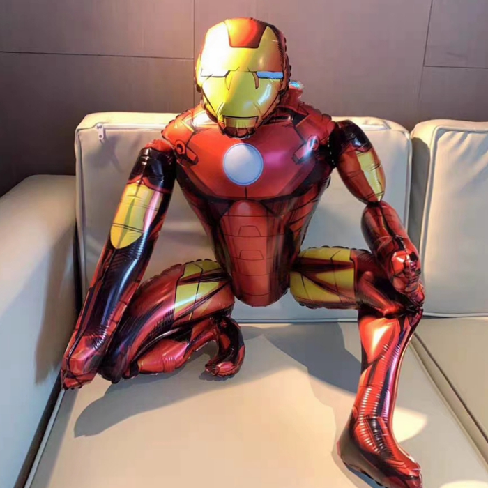 钢铁侠Iron Man主题生日卡通字母拉旗气球男孩10周岁派对装饰插卡 - 图0