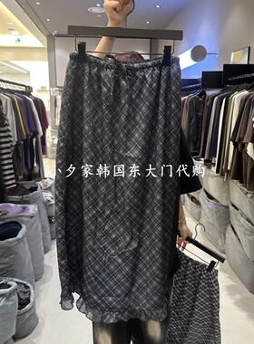 一件包邮 小夕韩国东大门代购CREDITO 26秋女装时尚新款网格长裙
