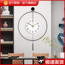 Creative personality clock hanging bell sitting room minimalist modern new net red atmosphere home clock hanging wall light extravagant 2129