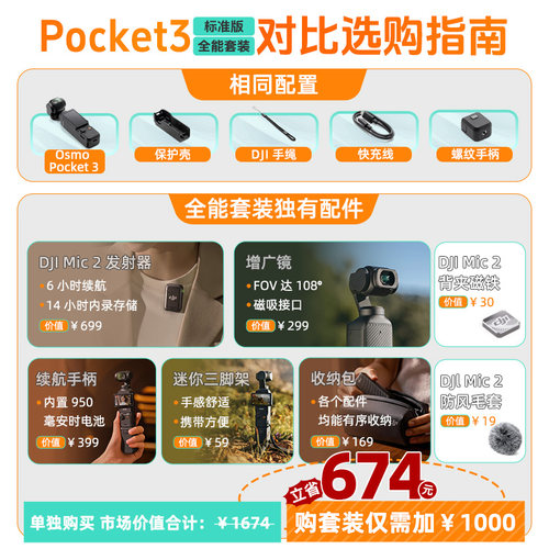 大疆 Osmo Pocket 3 口袋云台手持数码相机旅游 vlog 摄像机 431 - 图0