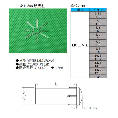 LDT1.5-L导光柱小直径1.5mm圆头透明导光棒led灯罩孔径1.5mm导光 - 图0