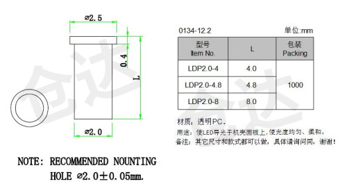 LDP2mm孔径平头导光柱 贴片高透光导光柱 LED透明导光柱管 - 图0