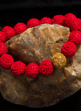 花珠本命年朱砂男士单圈饰品佛珠