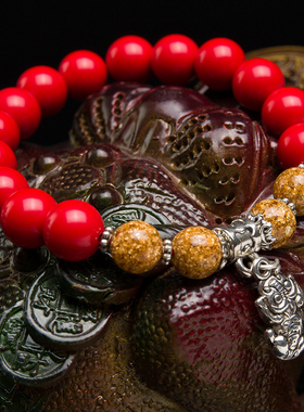 文玩朱砂貔貅红色生日佛珠送朋友