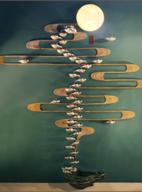 新中式客厅装饰壁饰流水喷泉造景