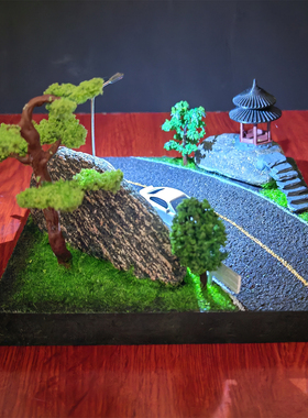 真石国风公路微景观带灯防尘盒