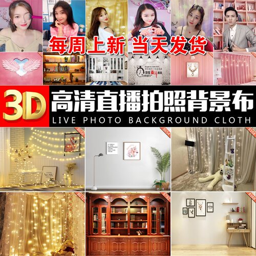 直播背景布抖音网红直播间装饰拍照墙纸快手主播背景布3d背景墙布 - 图2