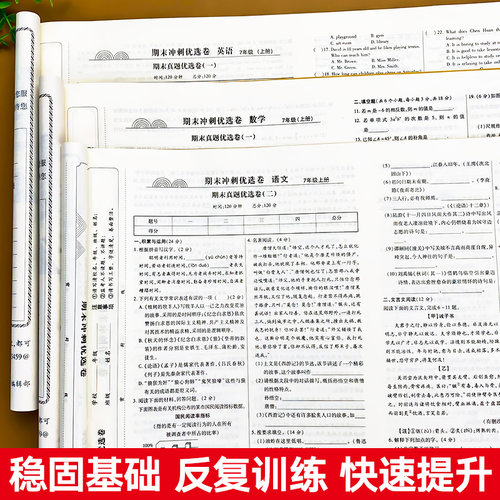 七年级下册试卷测试卷全套人教版初一语文数学英语期末冲刺试卷历史地理政治生物真题卷小四门100分初中复习卷专项训练七7下练习册 - 图1