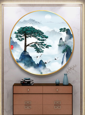 松鹤延年画迎客松壁画
