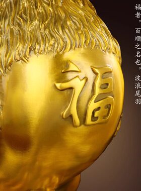 纯黄铜公鸡摆件黄铜元宝福鸡招财金鸡客厅卧室玄关生肖鸡家居礼品