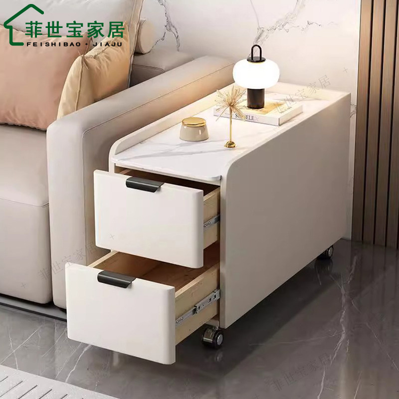 可移动边柜超窄简约皮沙发侧边柜多功能带排插音响夹缝床头置物柜,淘宝优惠券,粉丝福利购,淘宝优惠卷