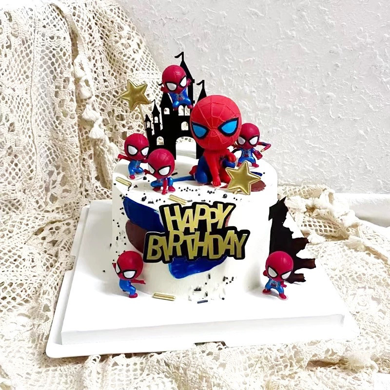 英雄联盟玩偶网红卡通蜘蛛侠蛋糕装饰摆件儿童超级英雄复仇者联盟玩偶配件装饰
