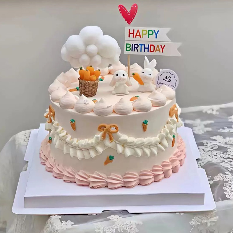 网红森系小兔子蛋糕装饰摆件胡萝卜兔宝宝男孩女孩生日甜品台装扮,淘宝优惠券,粉丝福利购,淘宝优惠卷