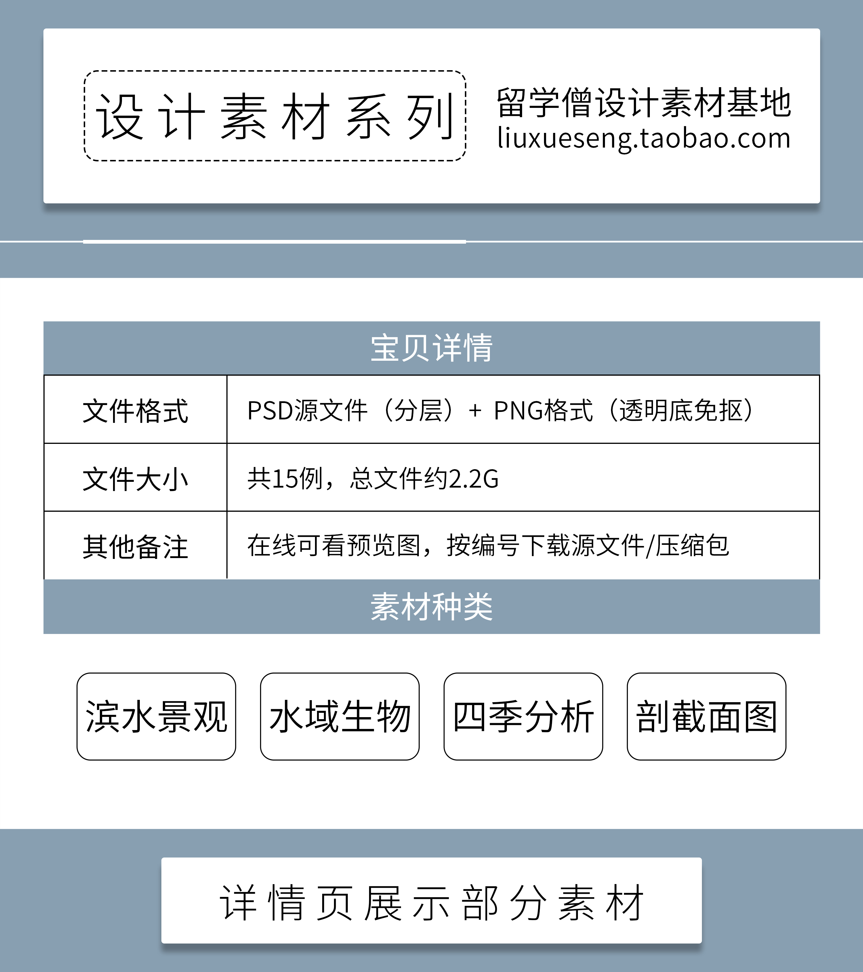 滨水驳岸竞赛剖面图分析ps湿地概念轴侧剖立面分析图建筑景观素材 - 图0