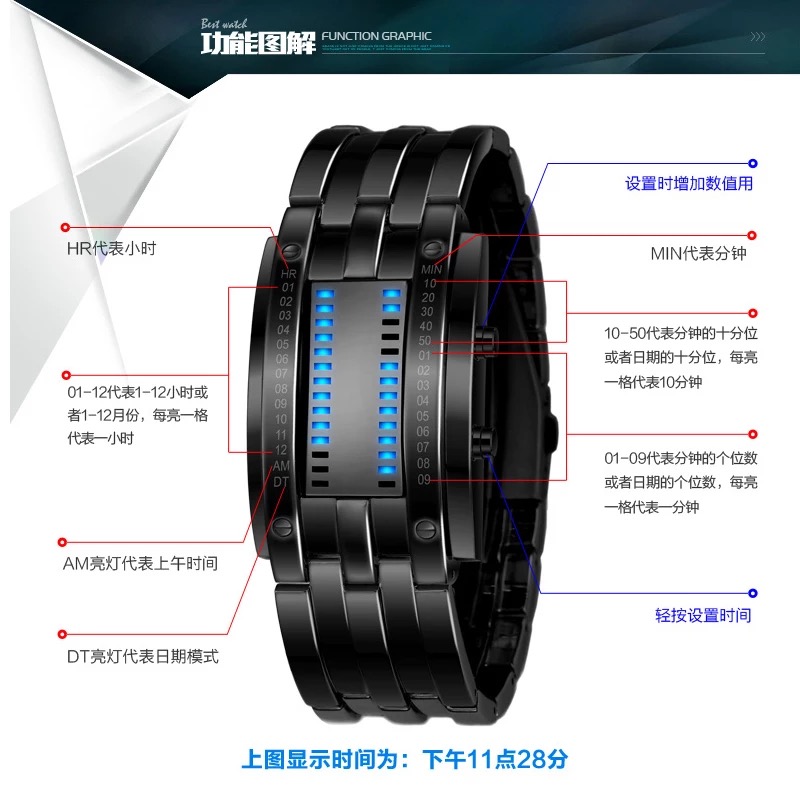 俄罗斯战术防水电子表男士创意个性学生手表青少年时尚潮流男军迷-图1