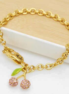 美国juicy镶钻粉樱桃吊坠手链