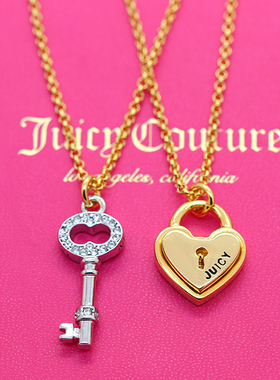 美国juicy爱心小锁钥匙锁骨链