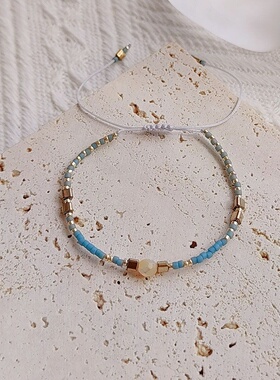 手工编织串珠细小手链女日本Miyuki米珠简约气质开端同款叠戴手饰