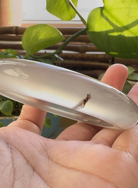 花语玉髓 天然海洋玉髓马料紫冰草花意境景观玛瑙手镯圈口57mm