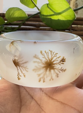 花语玉髓天然海洋玉髓马料草花加宽加厚版玛瑙手镯收藏级58.60.60