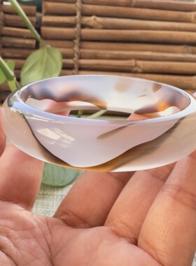 花语玉髓 天然海洋玉髓马料高冰意境景观玛瑙手镯圈口56mm