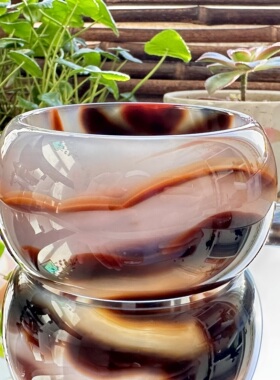 花语玉髓 天然巴西老料水墨红黑玛瑙轮胎手镯圈口59mm