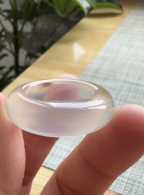 花语玉髓 天然海洋玉髓马料高冰草花象形小金鱼玛瑙扳指戒圈