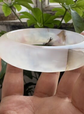 花语玉髓 天然海洋玉髓马料意境草花象形玛瑙手镯圈口58mm