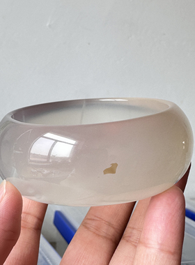 花语玉髓 天然海洋玉髓马料高冰象形玛瑙手镯沙漠上站立的小鸟58+