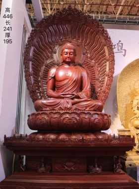 大型木雕佛像三宝释迦牟尼
