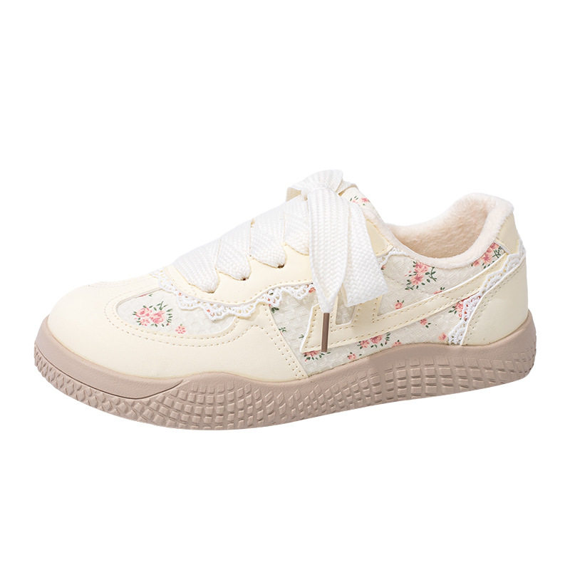 回力低帮加绒保暖德训鞋蕾丝花边小清新休闲鞋轻便学院风冬季棉鞋,淘宝优惠券,粉丝福利购,淘宝优惠卷
