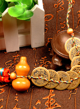 桃木葫芦礼盒装送友人五帝钱