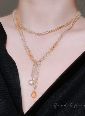 双层火欧泊14K包金编织手链女