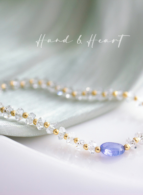 天然白水晶坦桑石手链