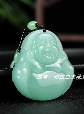 天然和田玉青玉佛公双面弥勒佛