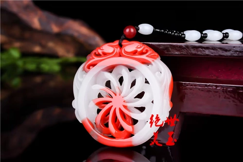 Двусторонная подвеска из нефрита, дракон и феникс