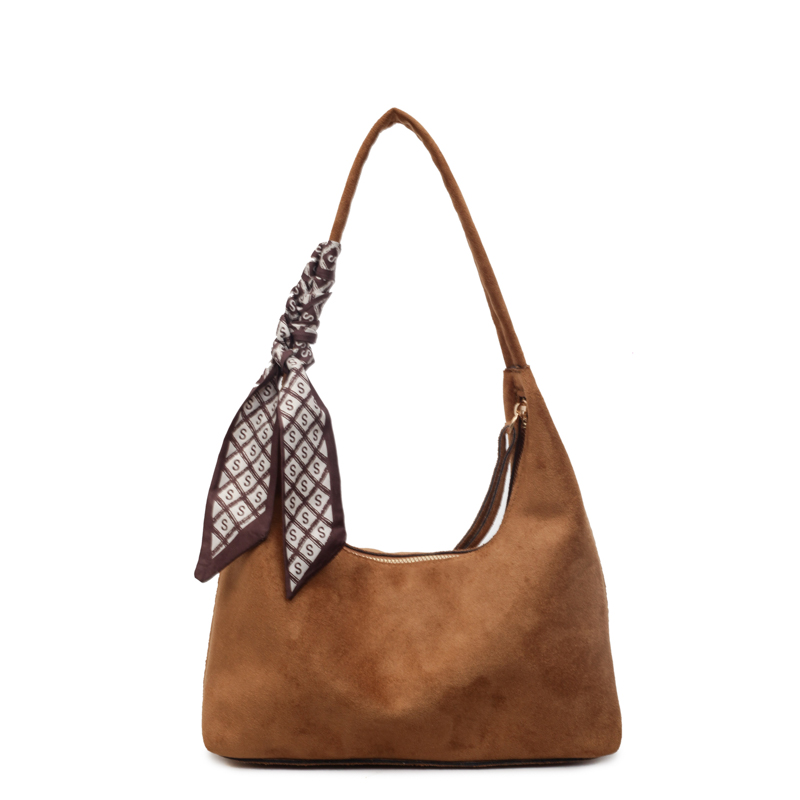 麂皮绒包包女式2025新款高级质感复古单肩包外出大容量通勤托特包 - 图3