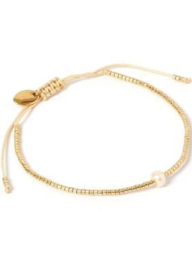 天然珍珠手链女ins风小众手工编织miyuki珠金珠细小手链欧美饰品