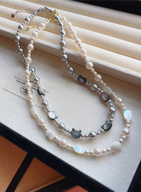 倪妮同款天然母贝猫咪珍珠项链