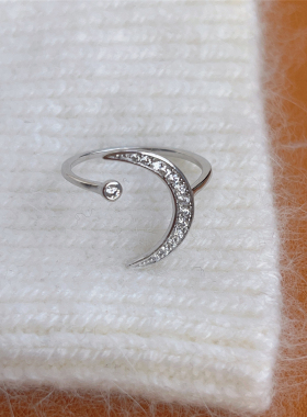 法式复古精致月牙开口戒指女小众设计感高级百搭食指戒手饰潮饰品