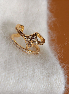 法式精工高级感时尚百搭通勤精致锆石戒指女小众设计感百搭指环潮